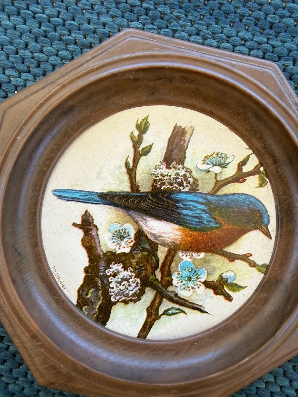 Vintage P.H. Gonnar Bluebird Framed Wall Art - Picture 2 of 6